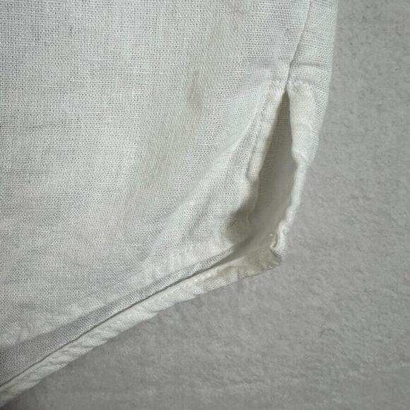 Universal Thread Shirt Women XL White Button Up Collared Short Sleeve Linen - Picture 6 of 8